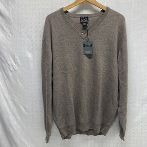 JOS A BANK Travelers V-Neck Pullover Stain Resistant Cashmere Sweater XXL‎ Brown